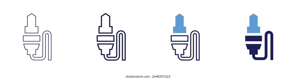Jack cable icon in 4 different styles. Thin Line, Line, Bold Line, Duotone. Duotone style. Editable stroke.