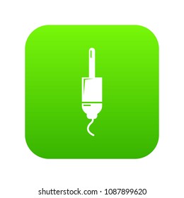 Jack cable icon green vector isolated on white background