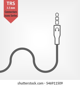 Jack cable isolated vector flat line  icon. Audio input 3.5 mm TRS connector