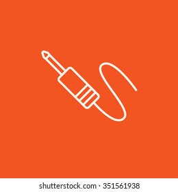 Jack ícone de linha de cabo para web, móvel e infográficos. Ícone branco vetorial isolado no fundo vermelho.
