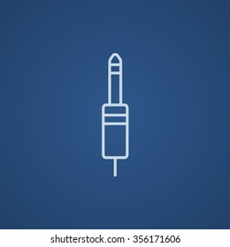 Jack cable line icon for web, mobile and infographics. Vector light blue icon isolated on blue background.