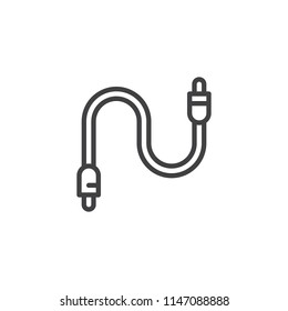 Jack cable outline icon. linear style sign for mobile concept and web design. Audio cable simple line vector icon. Symbol, logo illustration. Pixel perfect vector graphics