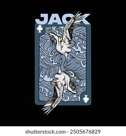 Jack Card Tiere T-Shirt Design Cartoon Vektor