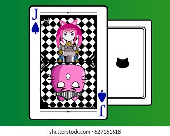 jack card,cartoon character design cute cat girl