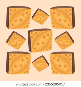 Jack cheese flat vector illustration. Cute homemade organic jack cheese slice cartoon vector illustration for graphic design and decorative element