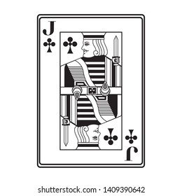 jack of clubs card icon cartoon black and white vector illustration graphic design