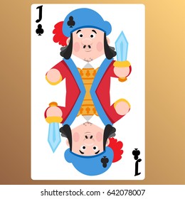 Jack of clubs. Cartoon characters vector.