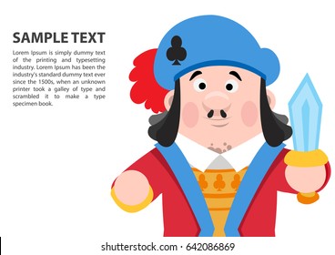 Jack of clubs. Cartoon characters vector.
