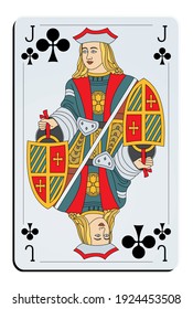 Jack Of Clubs On White Background 