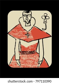 jack of clubs. Stylized Vector Vintage style playing card . painted card with catholic padre 