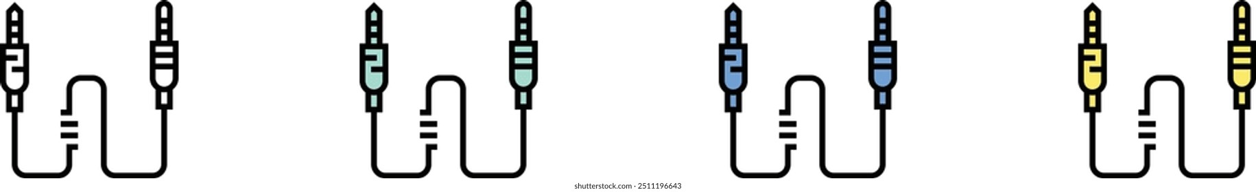 jack connector icon. Outline, Green, Blue and Yellow Style Design Isolated On White Background