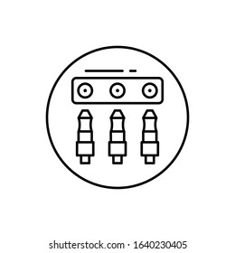Jack Connector, three icon. Simple line, outline vector elements of connectors and cables icons for ui and ux, website or mobile application