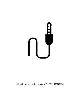 Jack connector vector icon in black flat glyph, filled style isolated on white background