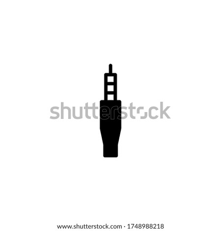 Jack connector vector icon in black flat glyph, filled style isolated on white background