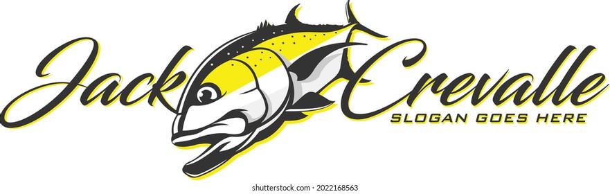 Jack Crevalle Fishing Logo. Fresh Unique and Cool Jack Crevalle Vector Template. Great to use as your Jack Crevalle Fishing Activity. 