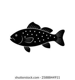 Jack Dempsey Silhouette Vector Art and Black Color Fish Design Illustration