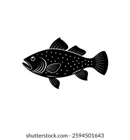 Jack Dempsey Silhouette Vector Art and Black Color Fish Design Illustration
