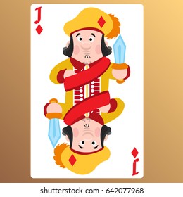Jack of diamonds. Cartoon characters vector.