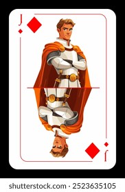 Jack de diamantes, diseño original de la tarjeta de juego en el fondo negro. Ilustración vectorial