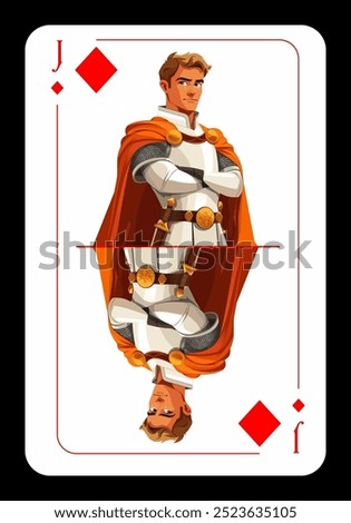 Jack of diamonds, original playing card design on black background. Vector illustration
