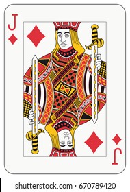 Jack of diamonds playing card (decorations in a separate level in vector file, so you can easily edit or change it)