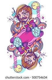 Jack of diamonds. Playing card suit in style pastel goth.