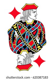 Jack of diamonds without card frame. Design inspired by french tradition.  