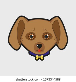 Jack the Dog. Cute cartoon dog face 