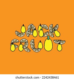 letra de fruta de la palabra de frutos de la jota para la cepa