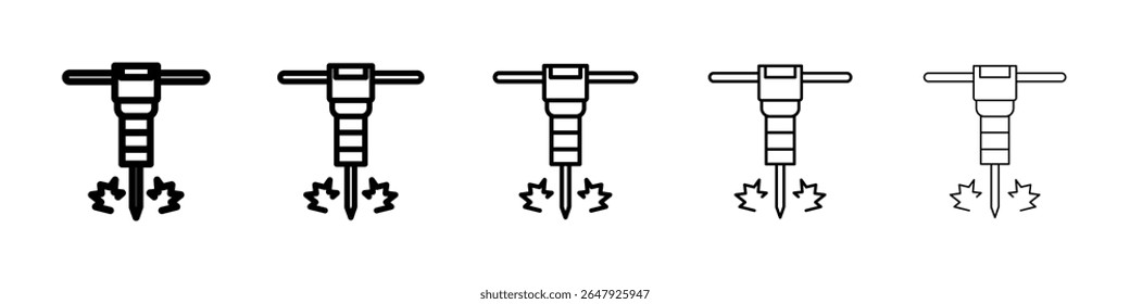 jack hammer icon isolated vector on white background set