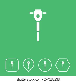 Jack Hammer Icon on Flat UI Colors with Different Shapes. Eps-10.