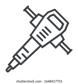 Jack hammer line icon on white background