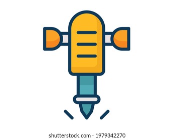 Jack Hammer Single Isolated Icon With Filled Line Style