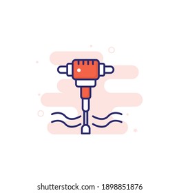 Jack Hammer vector filled outline icon style illustration. EPS 10 file 