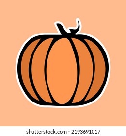 Jack head lantern as sticker, print or single pattern. Halloween illustration of a scary orange pumpkin as poster, wallpaper or single pattern for printing on cards, cloth, textile, package or signs.