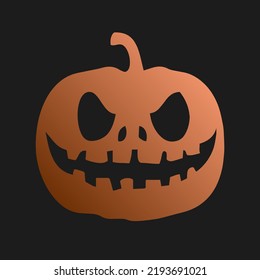 Jack head lantern as sticker, print or single pattern. Halloween illustration of a scary orange pumpkin as poster, wallpaper or single pattern for printing on cards, cloth, textile, package or signs.
