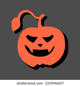 Jack head lantern as sticker, print or single pattern. Halloween illustration of a scary orange pumpkin as poster, wallpaper or single pattern for printing on cards, cloth, textile, package or signs.