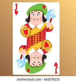 Jack of hearts. Cartoon characters vector. Beige.