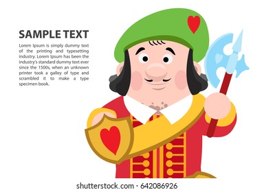 Jack of hearts. Cartoon characters vector.