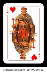 Jack of hearts, original playing card design on black background. Vector illustration