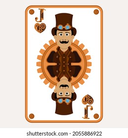 La carta de Jack of Hearts al estilo steampunk. Ilustración vectorial.