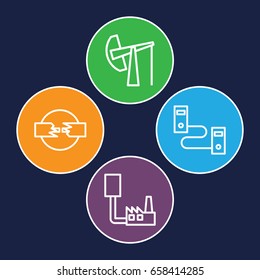 Jack icons set. set of 4 jack outline icons such as oil derrick, phone connection cable