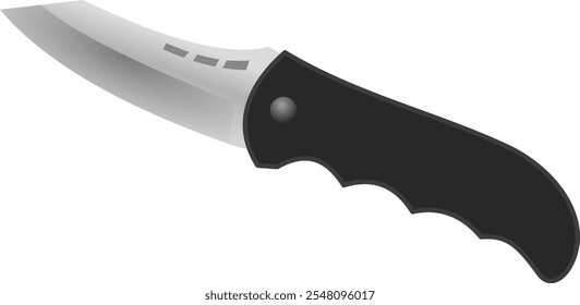 Cuchillo Jack. Perfil lateral de un cuchillo con hoja giratoria listo para la animación. Ilustración vectorial aislada.