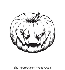 Jack Lantern Pumpkin Halloween Hand Drawn Illustration