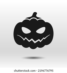 Jack lantern vector icon. Black vector pumpkin with scary smile isolated on white background. Best for seamless patterns, decoration,  and your design.
