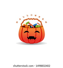 Jack O Lantern bag with candy illustration in vector