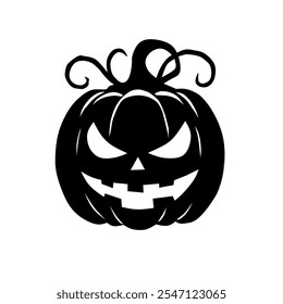 Jack O Lantern silueta negra e icono lineal. Signo facial de calabaza de línea delgada. Pictograma del esquema del carácter de Halloween aislado en el fondo blanco. Forma del icono del Vector, símbolo simple