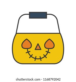 jack o lantern bucket, Halloween related, filled outline icon editable stroke