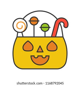 jack o lantern bucket, Halloween related, filled outline icon editable stroke