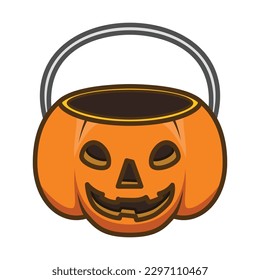 Jack O Lantern Bucket. Ilustración del vector de iconos de Halloween
